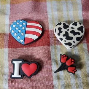 Crocs OS Jibbitz Charms Unisex Multicolor Heart Tulip‎ Flag Cow Print Shoe Decor